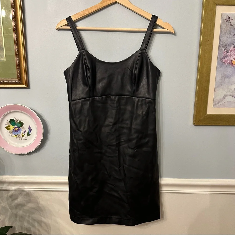 knee length dresses for ladies Black Vegan Leather Corset Babydoll Dress main image 0